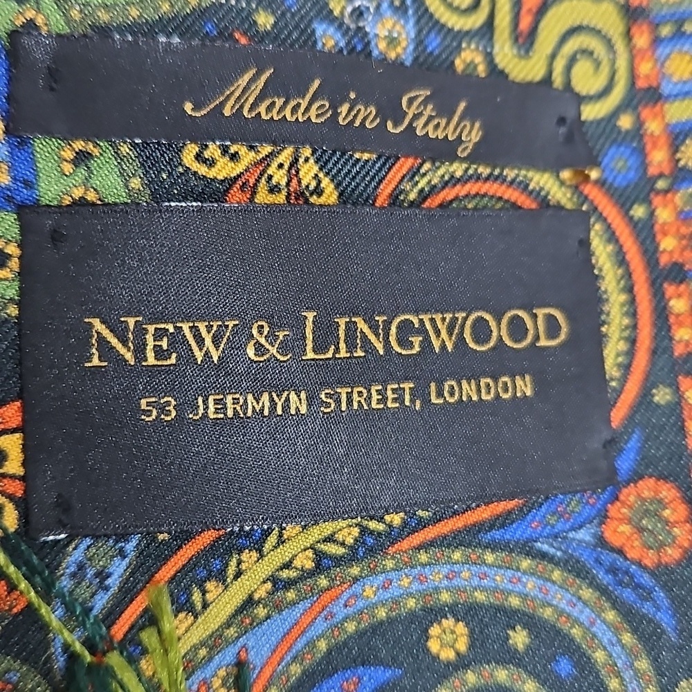 New & Lingwood 100% Silk Fringe Scarf 72" Made in Italy Colorful Paisley - Picture 4 of 7